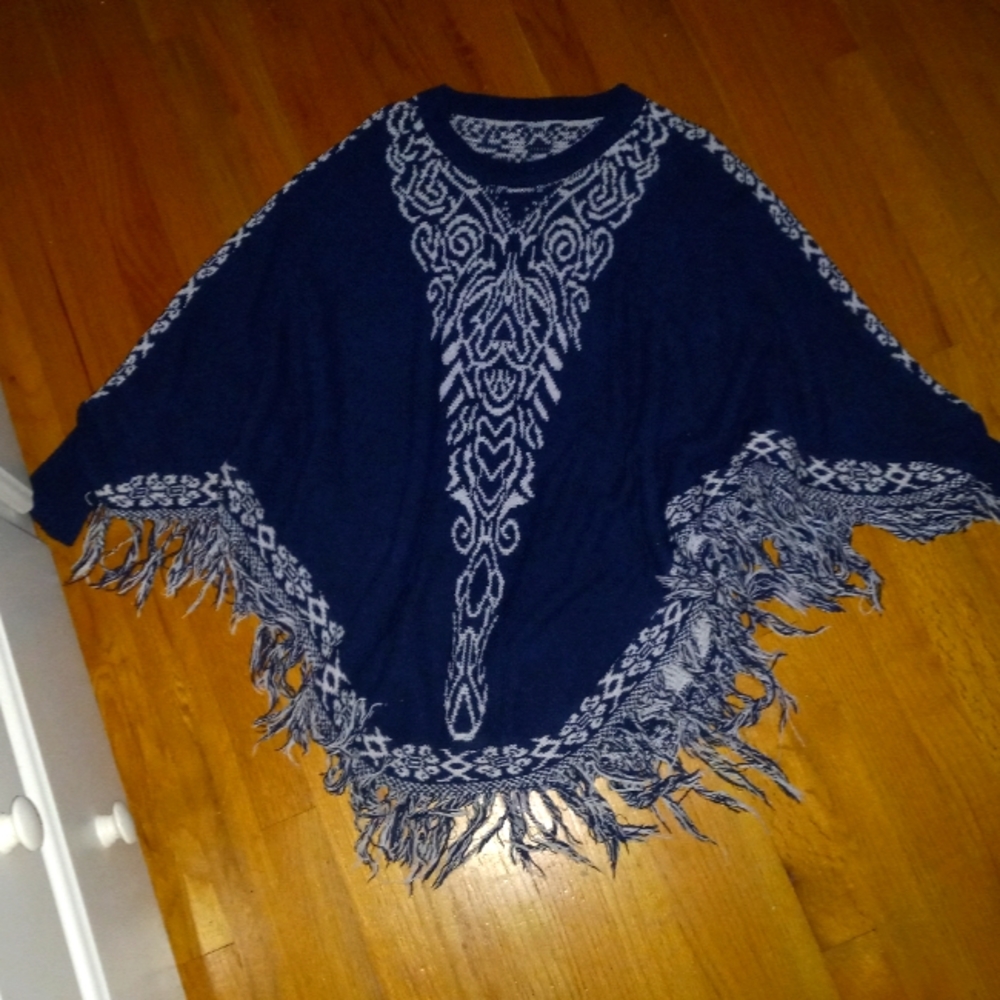 Navy Sweater Poncho
